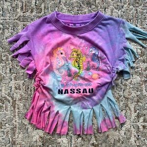 Baby Nassau, Bahamas Tie-Dye Fringe Tee - Purple/Blue/Pink 💜🩵🩷 (New) - 24 Months